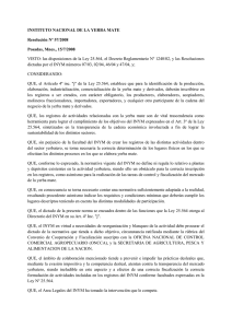 INSTITUTO NACIONAL DE LA YERBA MATE Resolución Nº 57