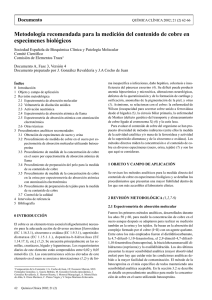 Metodología recomendada para la medición del contenido de cobre