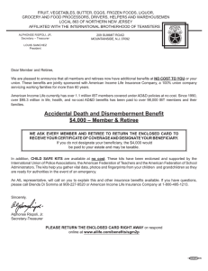 Accidental Death and Dismemberment Benefit $4,000 – Member