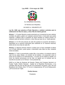 Ley 4440 – 9 de mayo de 1956 - Lotería Nacional Dominicana