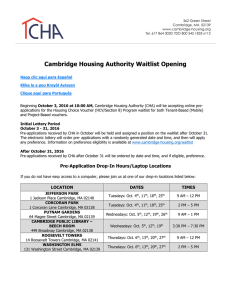 Cambridge Housing Authority Waitlist Opening
