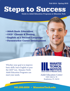 Steps to Success Guide to Adult Education Programs at Manatee