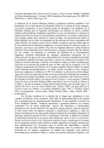 Lola Pons Rodríguez (ed.), Historia de la Lengua y Crítica Textual