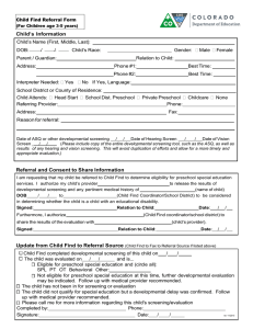 Child Find referral forms - El Paso County Public Health