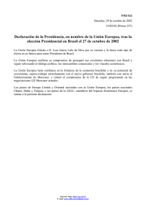 Declaración de la Presidencia, en nombre de la Unión Europea, tras