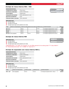 Anclaje de rosca interna HDI+ / HDI Anclaje de rosca interna