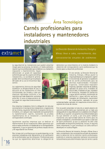 Carnés profesionales para instaladores y mantenedores industriales