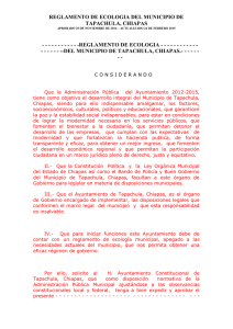 reglamento de ecologia para el municipio de tapachula chiapas
