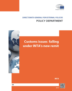 Customs issues falling under INTA`s new remit
