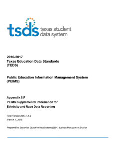 2016-2017 Texas Education Data Standards (TEDS) Public