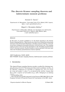 The discrete Kramer sampling theorem and indeterminate