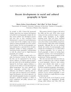 Recent developments in social and cultural geography in Spain