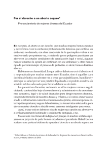 Por el derecho a un aborto seguro* Pronunciamiento de mujeres