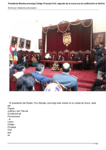 Presidente Morales promulga Código Procesal Civil, segundo de la