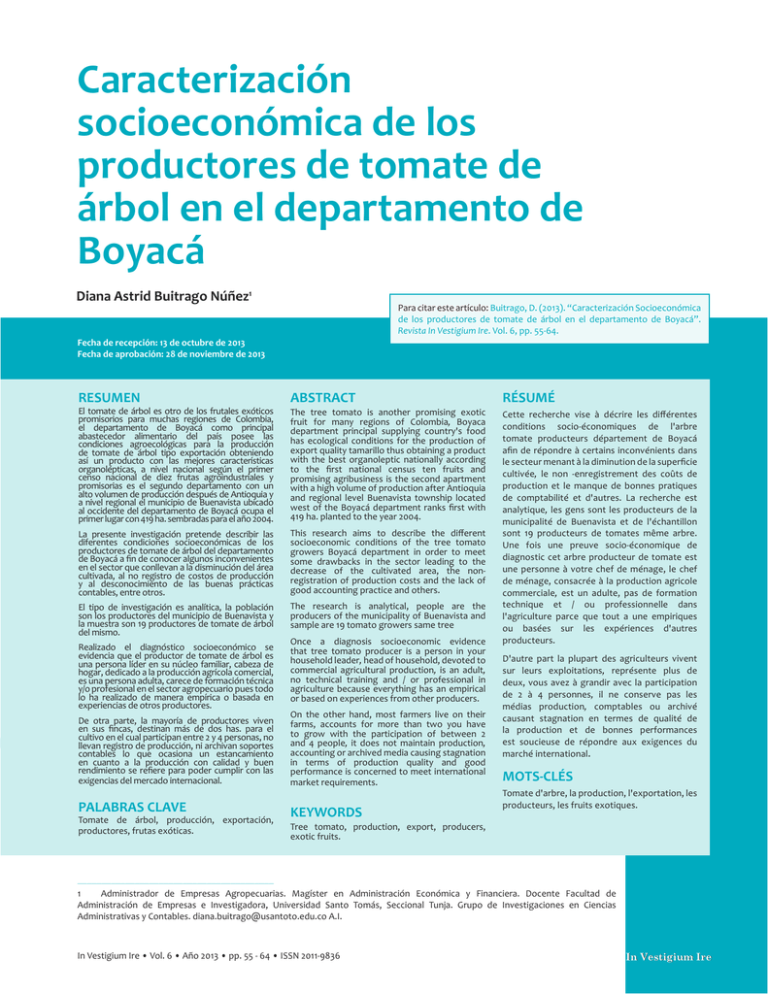 Caracterización Socioeconómica De Los Productores De Tomate De