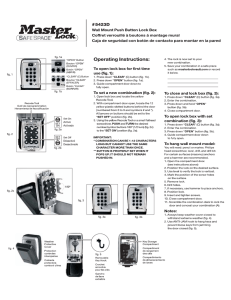 Model No. 5423 Wall Mount Lock Box Instruction Sheet