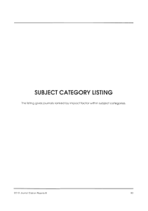 Page 1 SUBJECT CATEGORY LISTING This listing gives journols