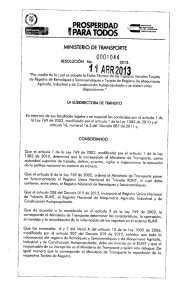 Page 1 MINISTERIO DE TRANSPORTE 000 1044 RESOLUCIÓN