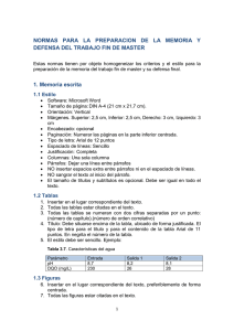 NORMAS PARA LA PREPARACION DE LA MEMORIA Y DEFENSA