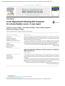 Acute oligoarthritis following BCG treatment for urinary bladder