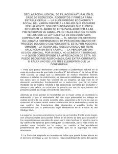 DECLARACION JUDICIAL DE FILIACION NATURAL EN EL CASO