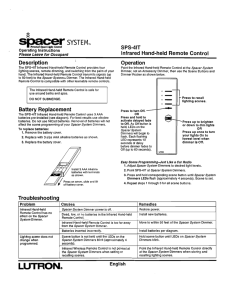 Page 1 2. Spacer SYSTEM. Personal Space Light Control Operating