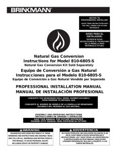 Equipo de Conversión a Gas Natural Instrucciones para el Modelo