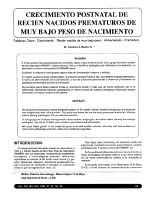 crecimiento postnatal de recien nacidos prematuros de