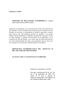 Sentencia C-218/97 MINISTRO DE RELACIONES EXTERIORES