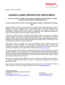 AVIANCA LANZA SERVICIO DE VENTA MÓVIL