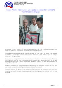 Cuba: Premio Nacional de Cine 2015 al productor Humberto