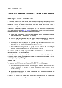 Guidance for stakeholder proposals for ESPON Targeted Analysis