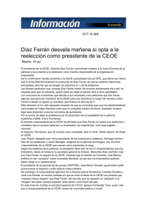 Díaz Ferrán desvela mañana si opta a la reelección como