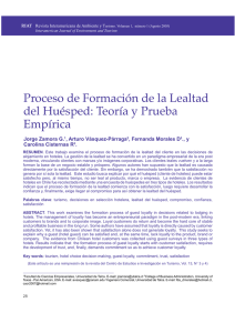 Proceso de Formación de la Lealtad del Huésped: Teoría y Prueba