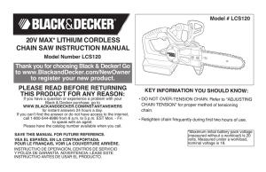 20V maX* lithium Cordless Chain saw instruCtion manual