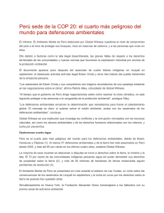 Perú sede de la COP 20: el cuarto más