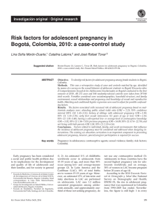 Risk factors for adolescent pregnancy in Bogotá, Colombia, 2010: a