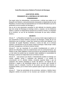 Costa Rica desconoce al gobierno provisorio de Nicaragua 28 de