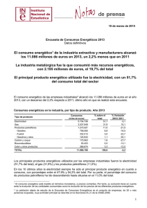 Nota de prensa - Instituto Nacional de Estadistica.