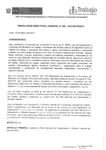 Plan Nacional de Capacitación y Difusion Laboral 2012