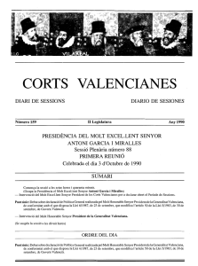 Page 1 CORTS VALENCIANES DIARI DE SESSIONS DIARIO DE