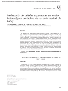 Nefropatía de células espumosas en mujer heterozigota