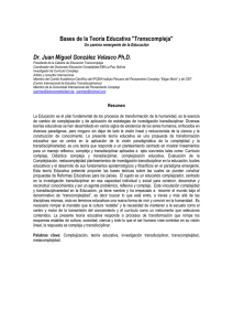 Bases de la Teoría Educativa "Transcompleja" Dr. Juan Miguel