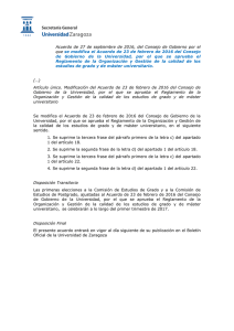 Acuerdo de 27 de septiembre de 2016, del Consejo de Gobierno