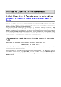 Práctica 02. Gráficos 3D con Mathematica Análisis Matemático II