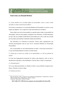 Entrevista con Ronald Britton - Asociación Psicoanalítica del Uruguay