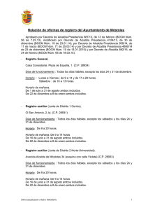 Relación de oficinas de registro del Ayuntamiento de Móstoles.