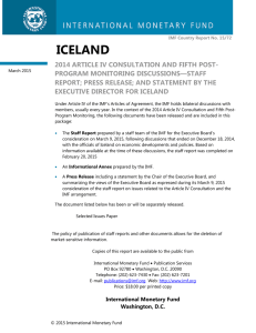 Iceland: 2014 Article IV Consultation and Fifth Post-Program