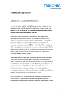 INFORMACIÓN DE PRENSA Alfred Felder, próximo CEO de Tridonic