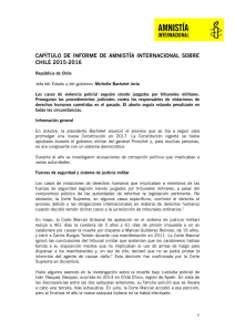 INFORME ANUAL CHILE 2015/2016 - Amnistía Internacional Chile